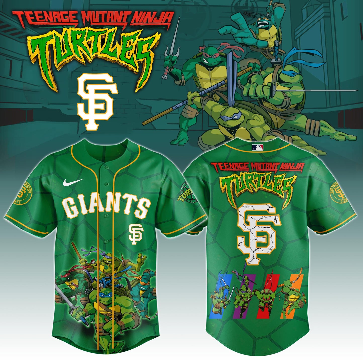 San Francisco Giants Baseball Jersey Ninja Turtles Night Game SFG07