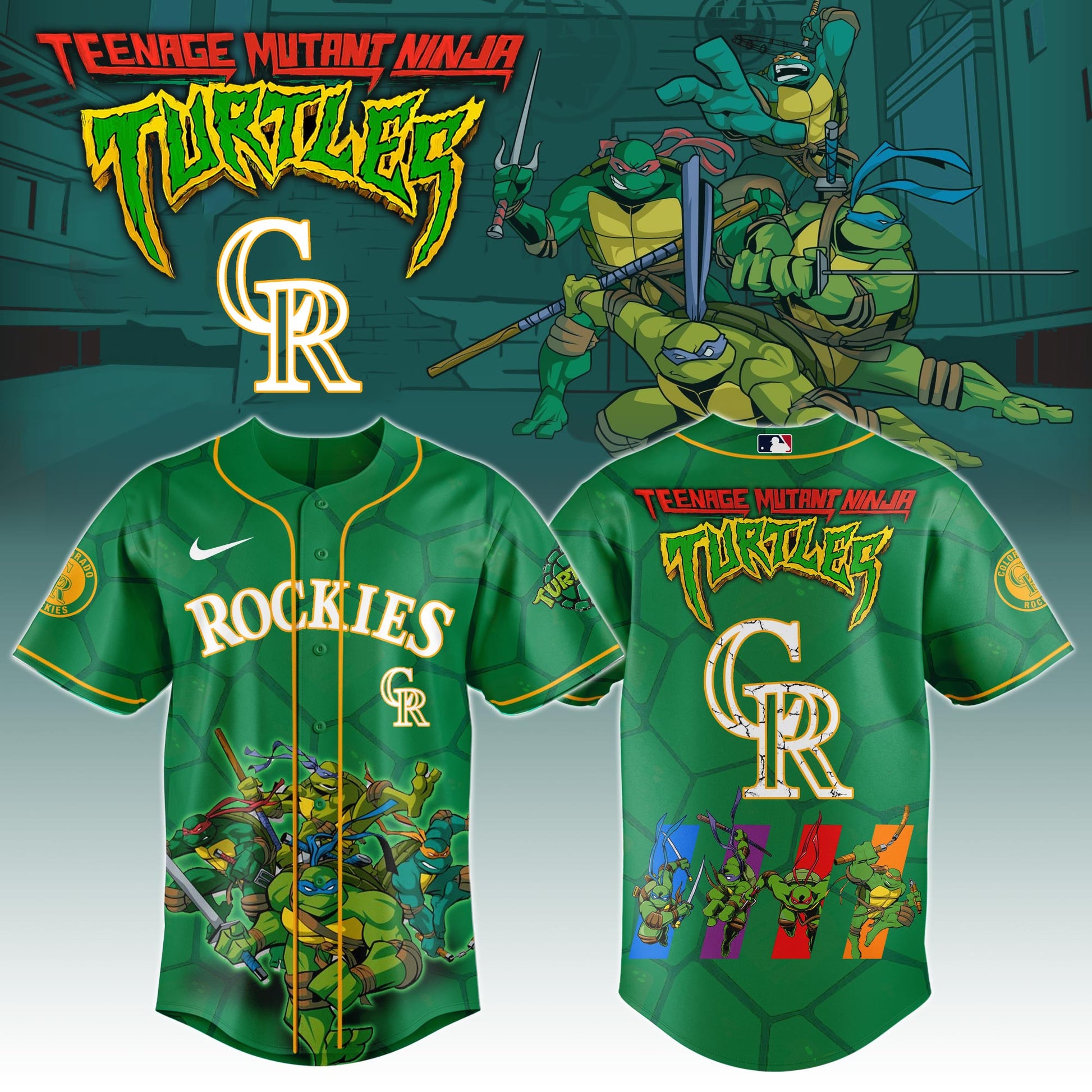 .         Colorado Rockies x Ninja Turtles Night Game Limited Edition Jersey 2025
