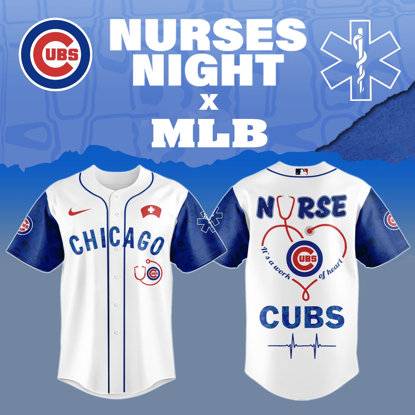 .Chicago Cubs Nurses Game Night Special Edition Jersey