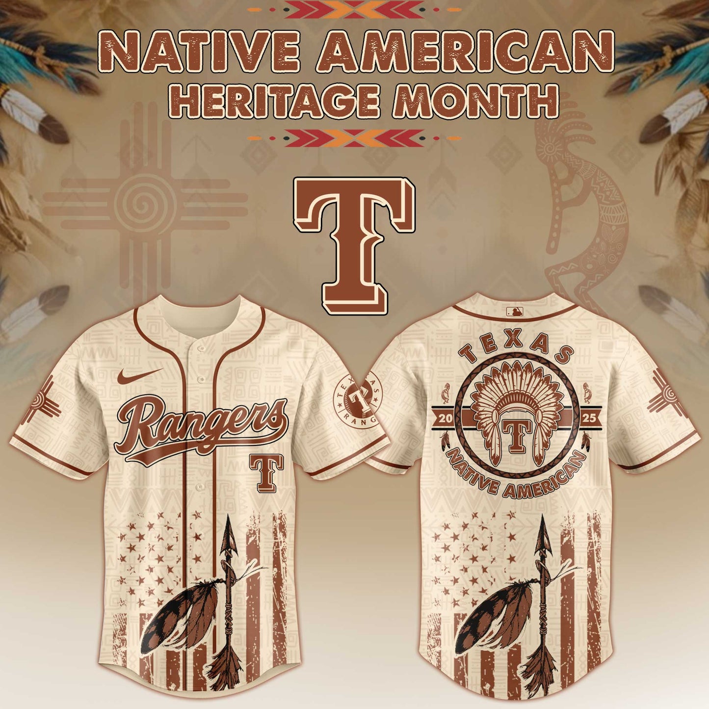 Texas Rangers x Native American Heritage Month Limited Edition Jersey 2025