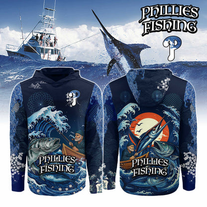 Philadelphia Phillies x Wave Hunter Fishing Limited Edition Long Sleeve Hoodie 2025