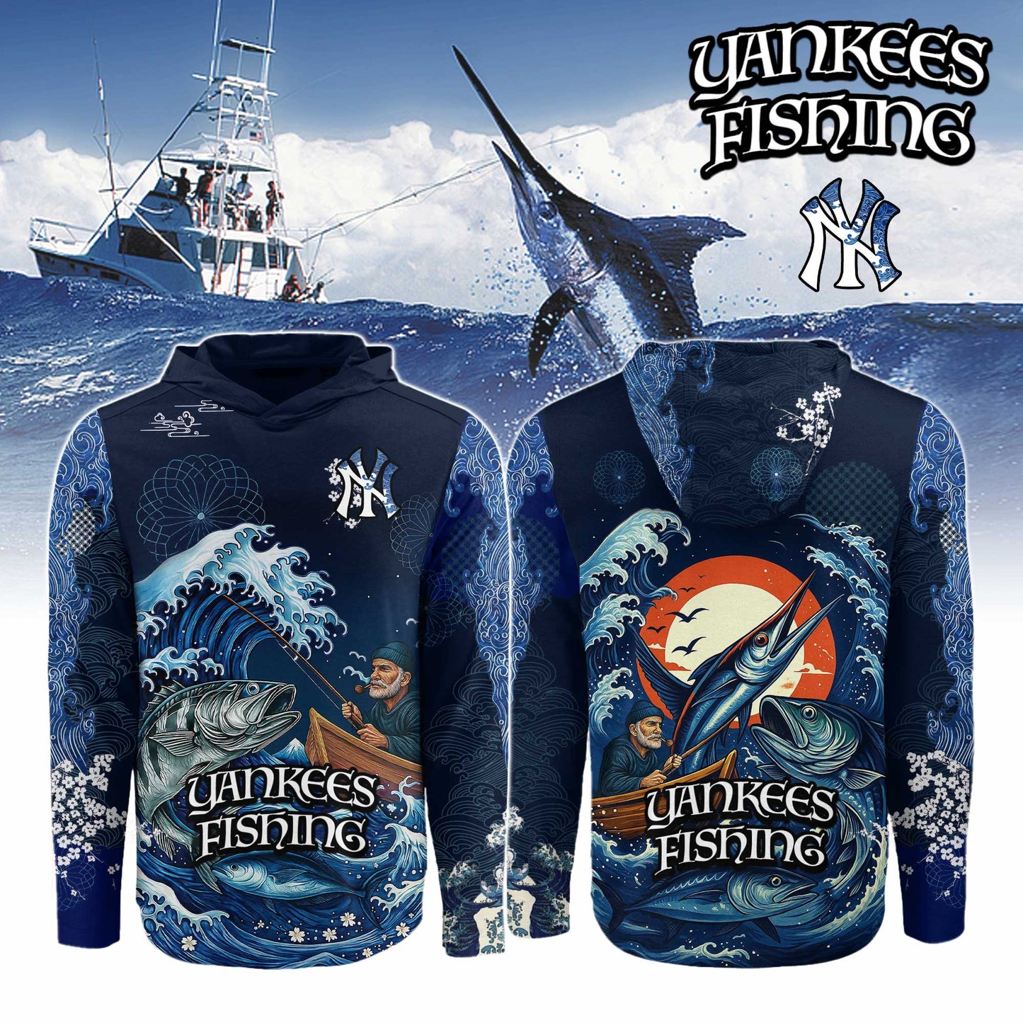 New York Yankees x Wave Hunter Fishing Limited Edition Long Sleeve Hoodie 2025