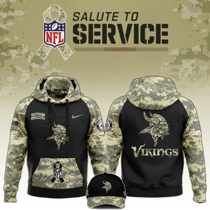 Premium Minnesota Vikings Merch - Minnesota Vikings Veterans Day Hoodie Limited Edition - Gear Up For Game Day
