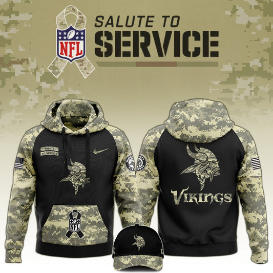 Premium Minnesota Vikings Merch - Minnesota Vikings Veterans Day Hoodie Limited Edition - Gear Up For Game Day