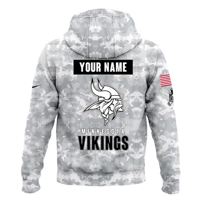 Premium Minnesota Vikings Merch - Minnesota Vikings  Veterans Day Hoodie Limited Edition - Gear Up For Game Day