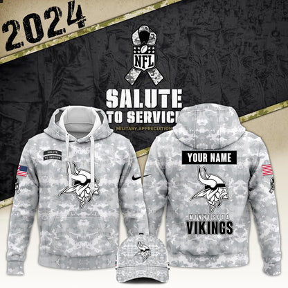Premium Minnesota Vikings Merch - Minnesota Vikings  Veterans Day Hoodie Limited Edition - Gear Up For Game Day