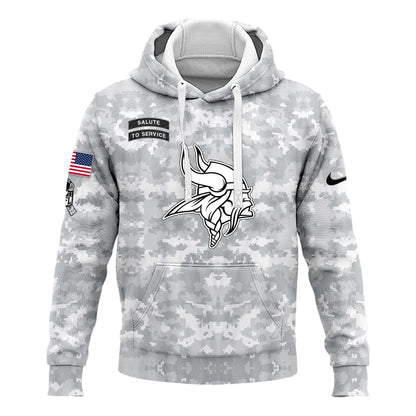 Premium Minnesota Vikings Merch - Minnesota Vikings  Veterans Day Hoodie Limited Edition - Gear Up For Game Day
