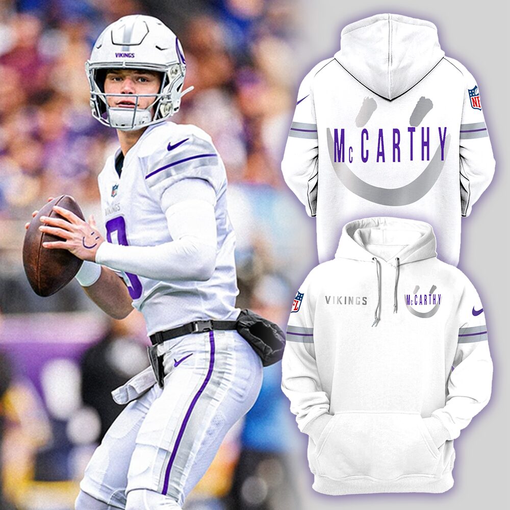 Premium Minnesota Vikings Merch - Minnesota Vikings Football 2025 Limited Edition “Winter Warrior” -  J.J. McCarthy "Winter Warrior" Hoodie 2025 - Gear Up For Game Day