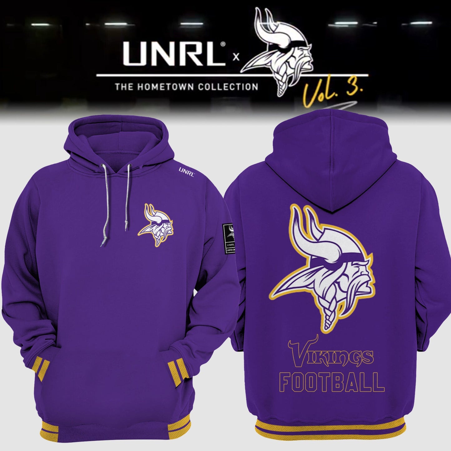 Premium Minnesota Vikings Merch - Minnesota Vikings Football 2025 Limited Edition “Winter Warrior” -  UNRL Vol 3 Hoodie - Gear Up For Game Day
