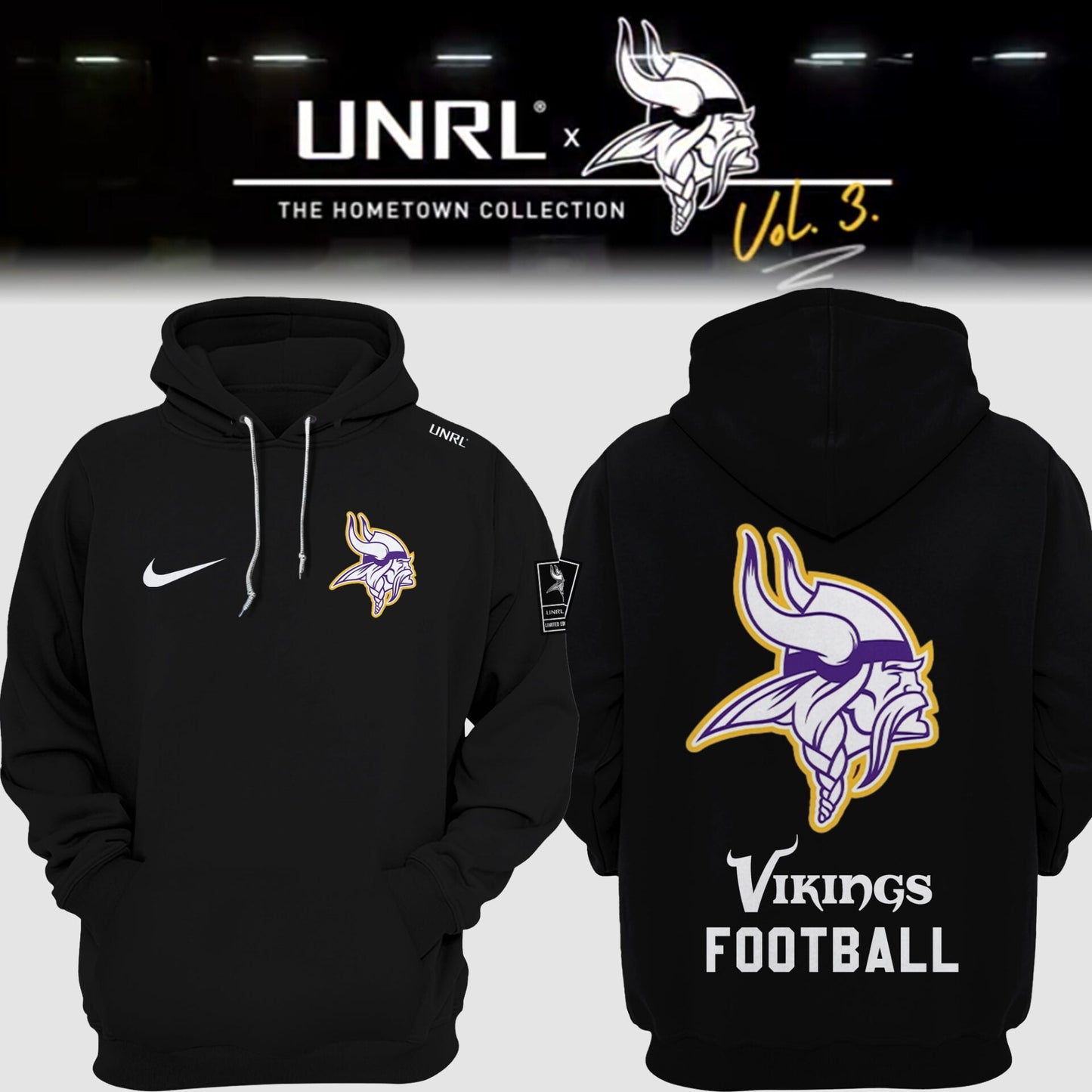 Premium Minnesota Vikings Merch - Minnesota Vikings Football 2025 Limited Edition “Winter Warrior” -  UNRL Vol 3 Hoodie - Gear Up For Game Day