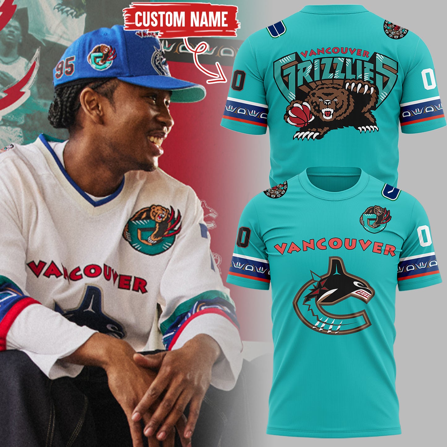 Special New Canucks x Grizzlies Custom TShirt-ND03222507