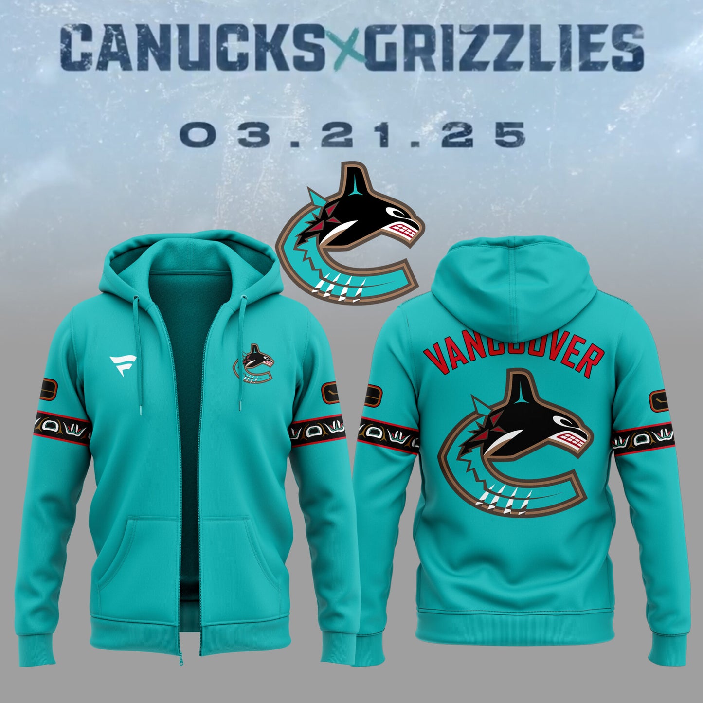 Special New Canucks x Grizzlies Zip Hoodie-ND03222514
