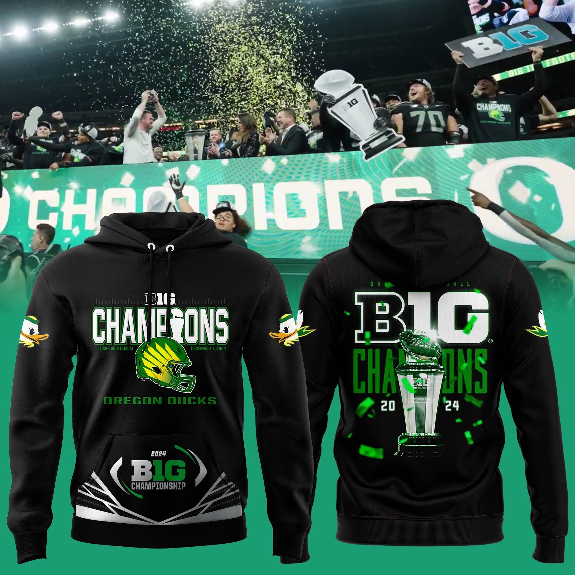 Oregon Ducks 2024 Big Ten Football Conference Champions Locker Room Hoodie