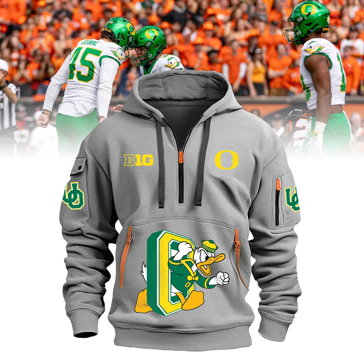 Oregon Ducks Football 2024 New Hoodie (Light Grey)