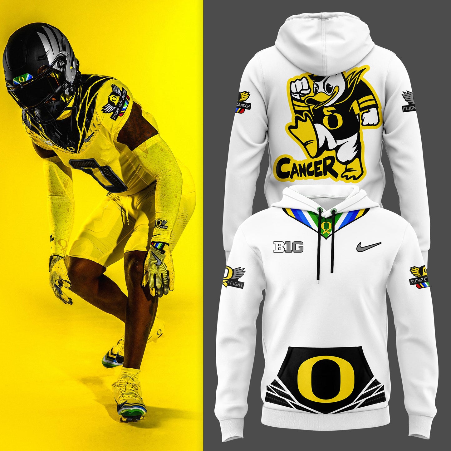 Oregon Ducks "Stomp Out Cancer" Heroes Hoodie