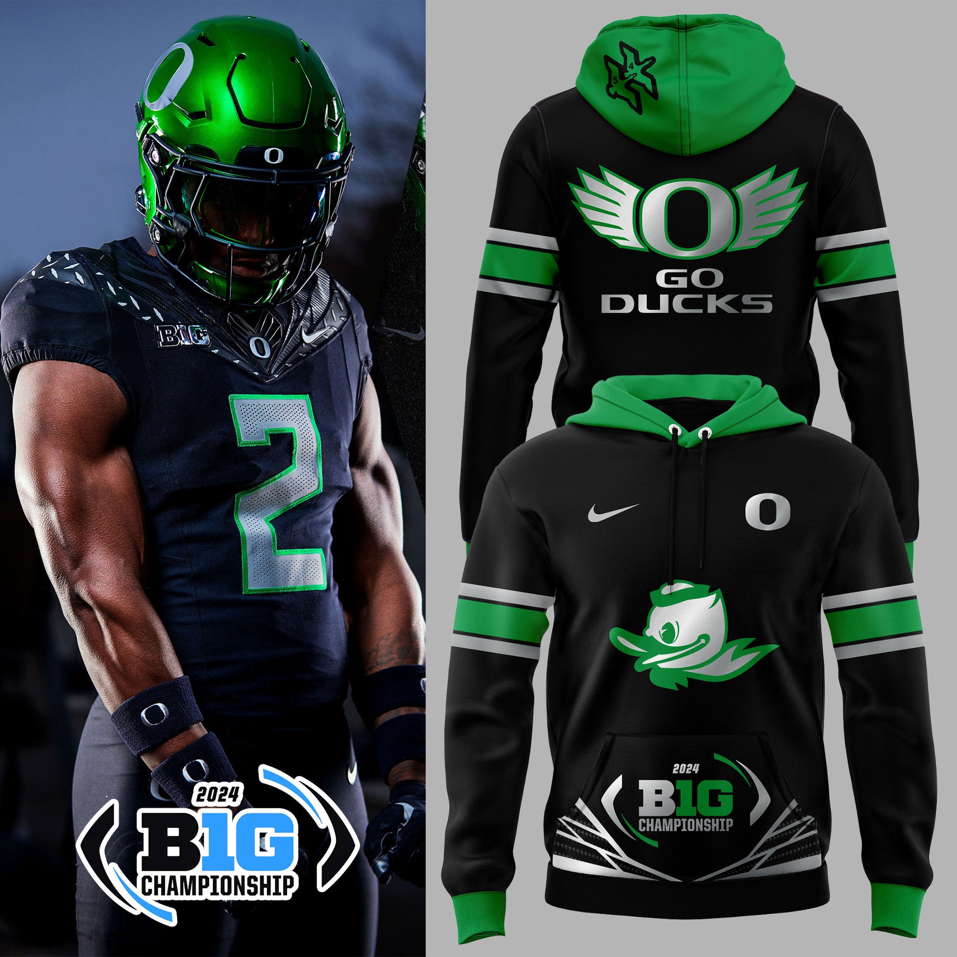 Oregon Ducks Football Big Ten Championship Game Hoodie 2024