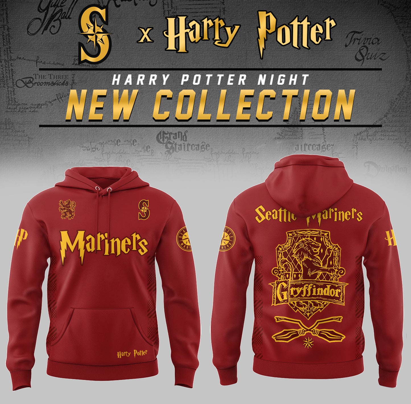 Seattle Mariners x Harry Potter Night Gryffindor House Hoodie