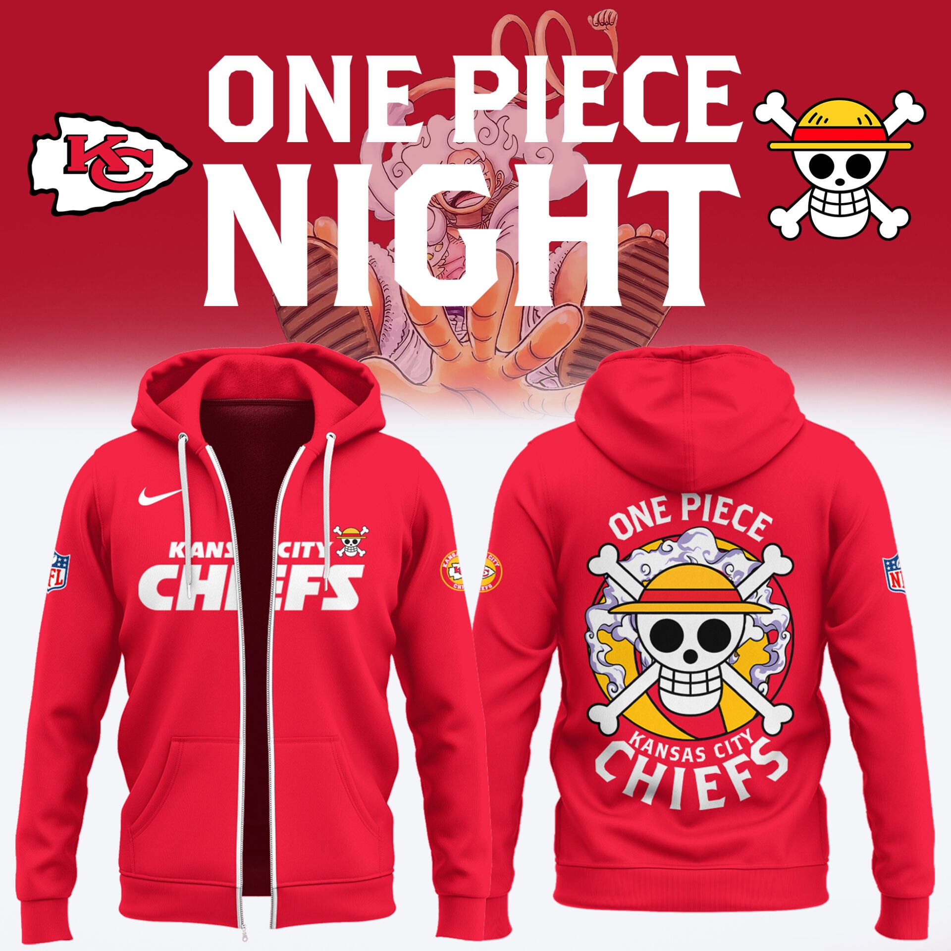 OnePiece x Chiefs Limited Edition ZipHoodie