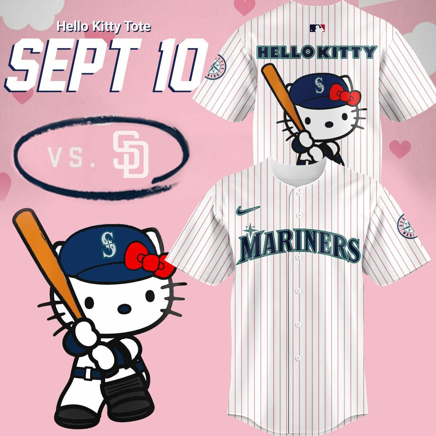 Seattle Mariners Hello Kitty Night Baseball Jersey