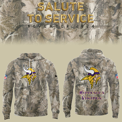 Premium Minnesota Vikings Merch - Limited Edition Salute to Service Realtree Hoodie - Gear Up For Game Day