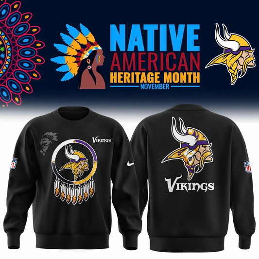Premium Minnesota Vikings Merch - Vikings 2025 Native American Heritage Month Premium Limited Sweatshirt - Gear Up For Game Day