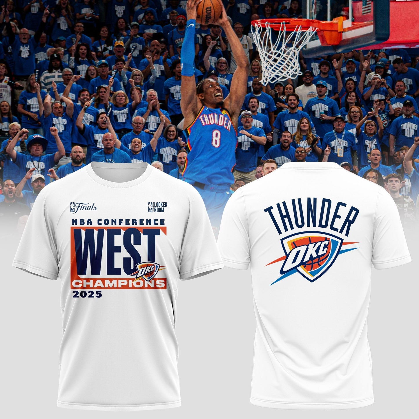 Oklahoma City Thunder 2025 Western Conference Champions Locker Room T-Shirt