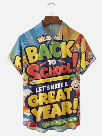 Tall Size Moisture-wicking Back to School Chest Pocket Casual Shirt-Yellow