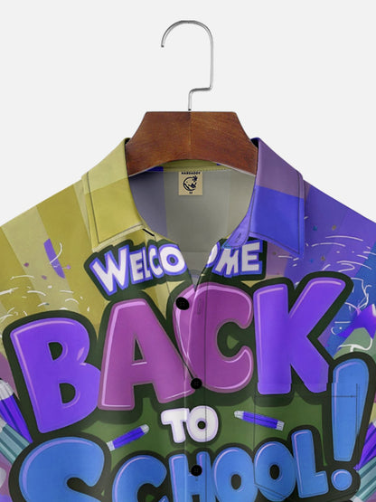 Tall Size Moisture-wicking Back to School Chest Pocket Casual Shirt-Purple