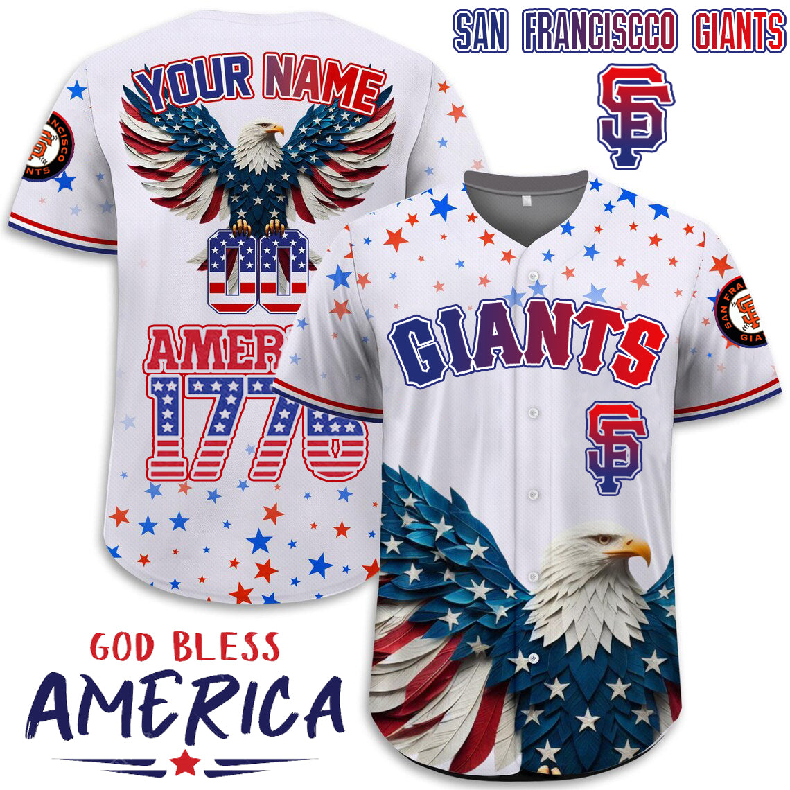 San Francisco Giants x Happy Independence Day Jersey Limited 2025-3D Baseball Jersey