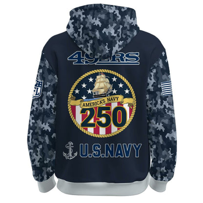 San Francisco 49ers Navy 250th Birthday Hoodie Limited Edions