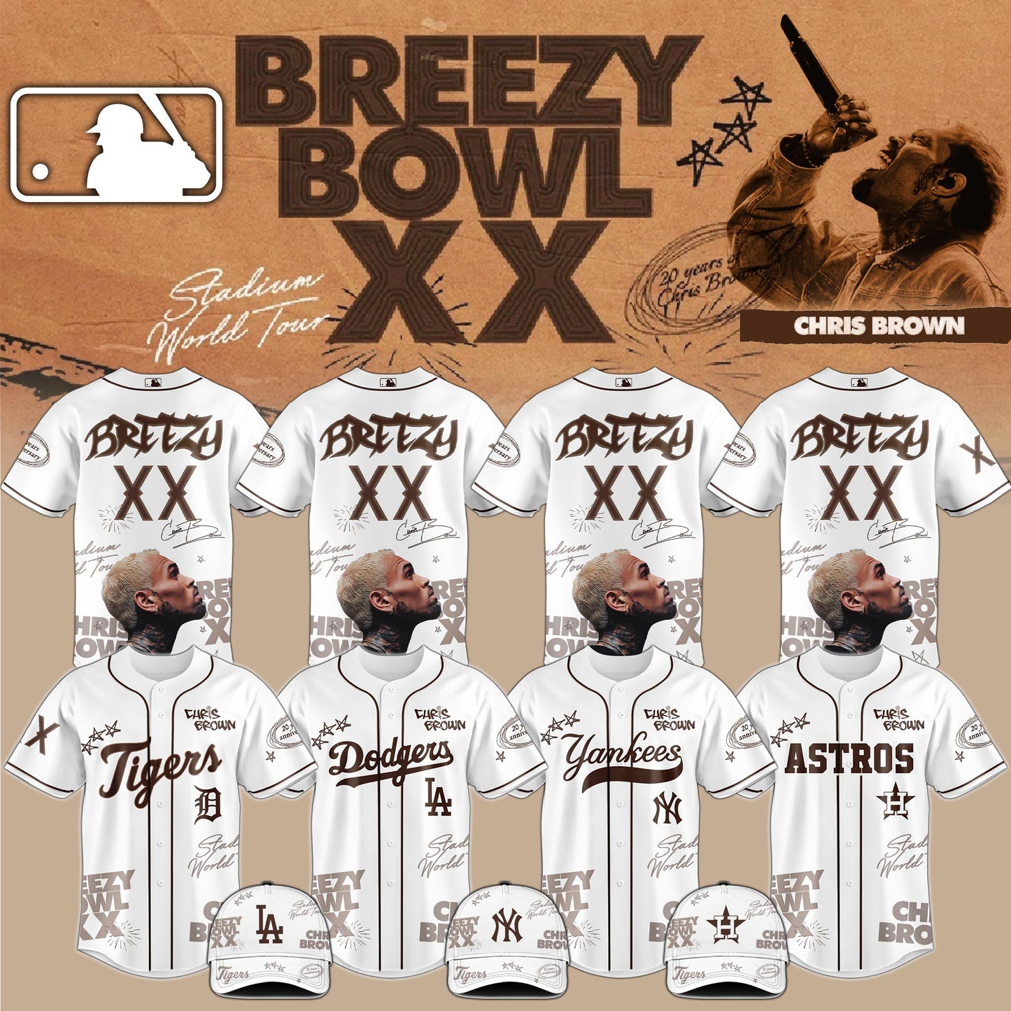 Chris Brown Breezy Bowl XX World Tour 2025 Jersey Editions Limited White