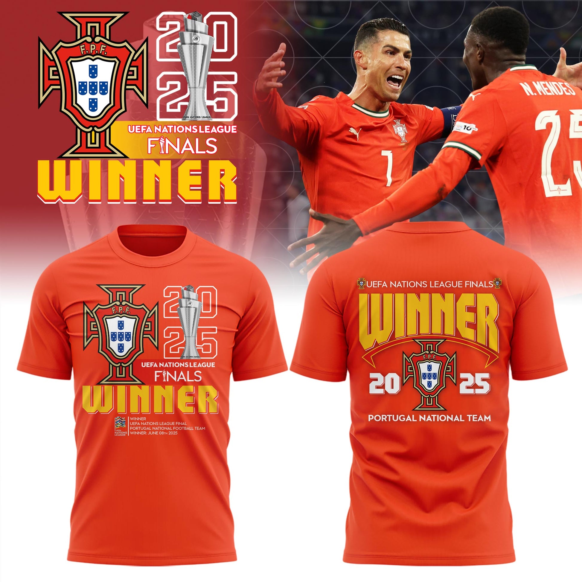 Portugal UEFA Nations League 2025 Champions T-Shirt