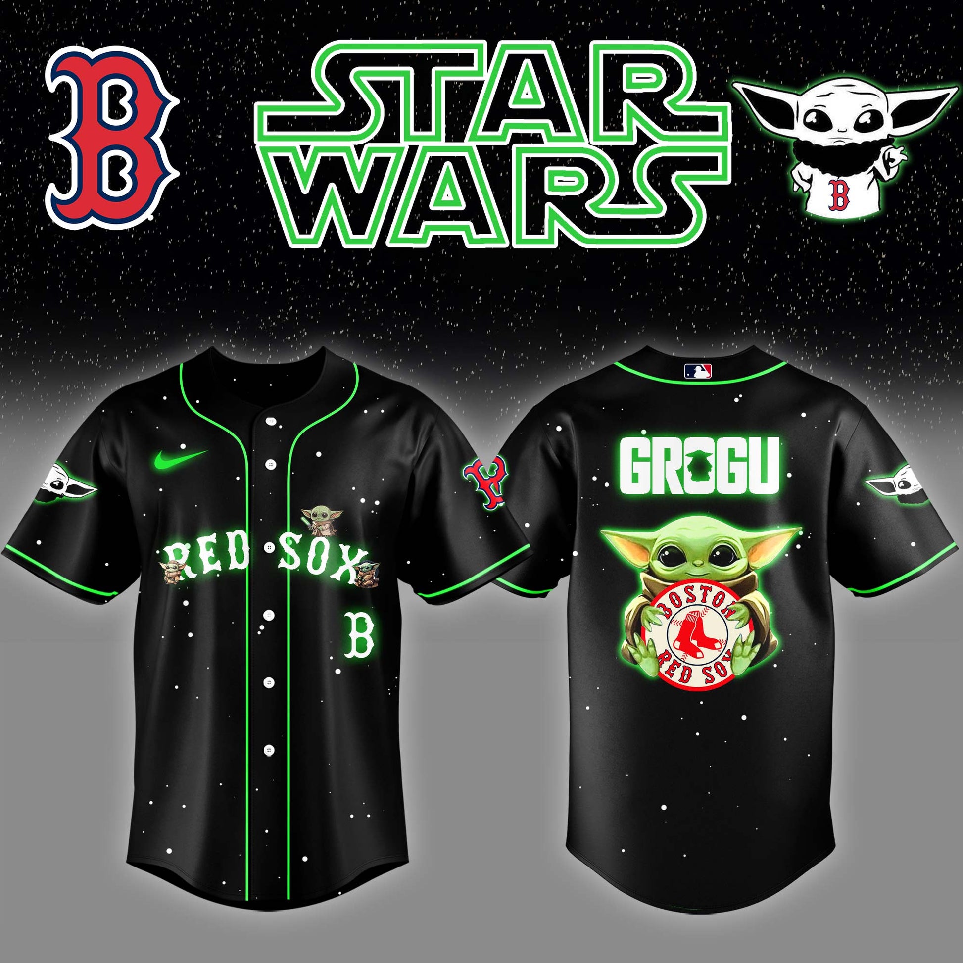 .Boston Red Sox x Stars Wars Grogu Night Baseball Jersey Editions Limited v3