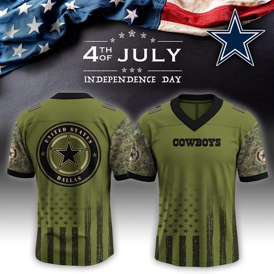 Dallas Cowboys 4th of July Military Tribute Jersey – Honor & Freedom Edition-V-neck Short Sleeve Jersey