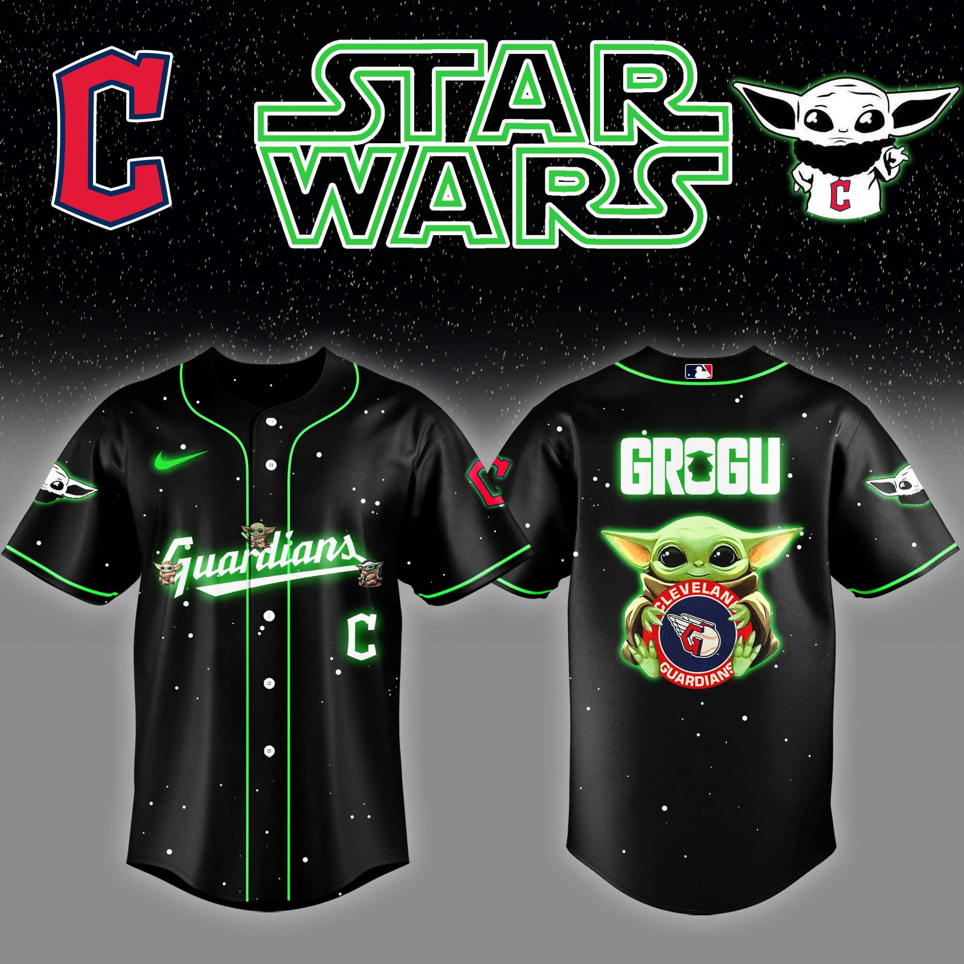 Cleveland Guardians x Stars Wars Grogu Night Baseball Jersey Editions Limited v3