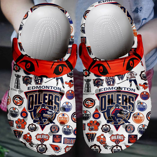 Edmonton Oilers NHL Crocs Crocband Clogs Shoes Comfortable For Men Women