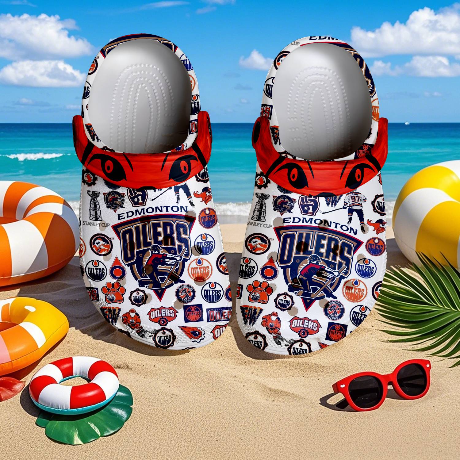 Edmonton Oilers NHL Crocs Crocband Clogs Shoes Comfortable For Men Women