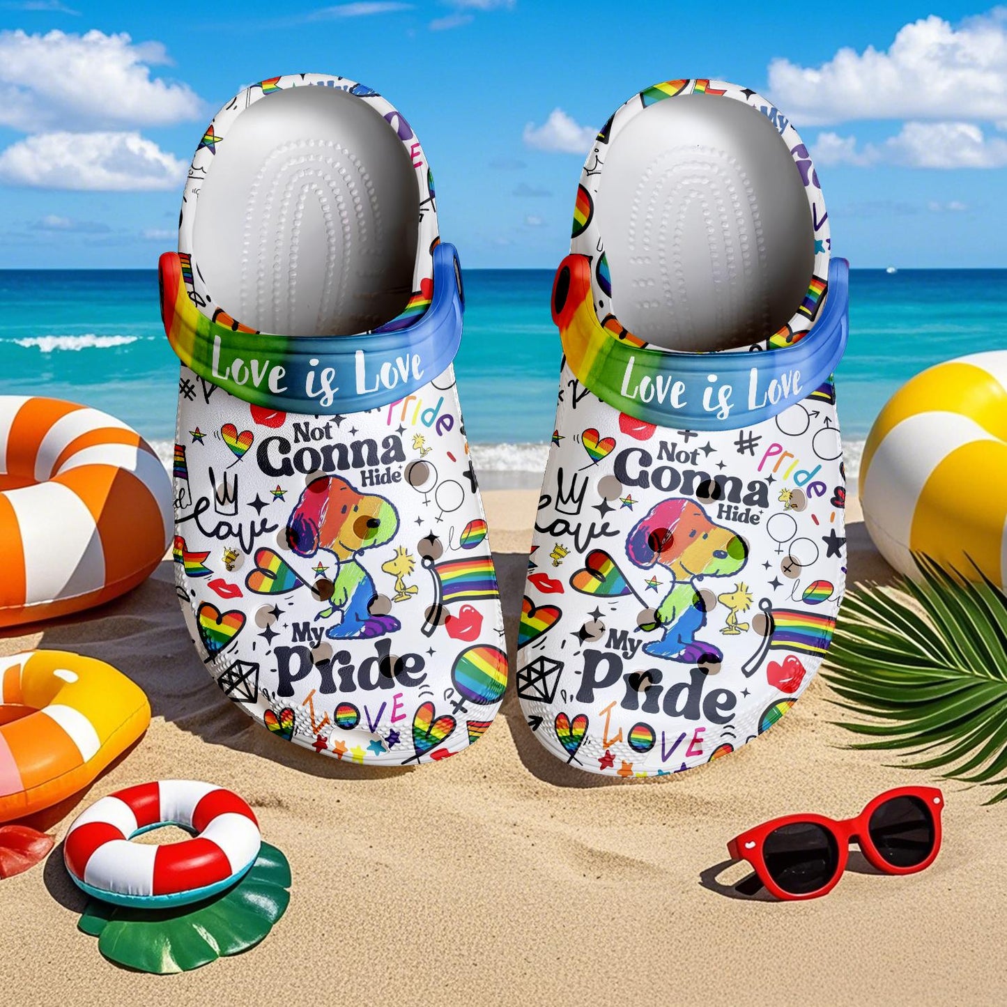 Snoopy x Pride Month Crocs Crocband Clogs Shoes Comfortable For Men Women