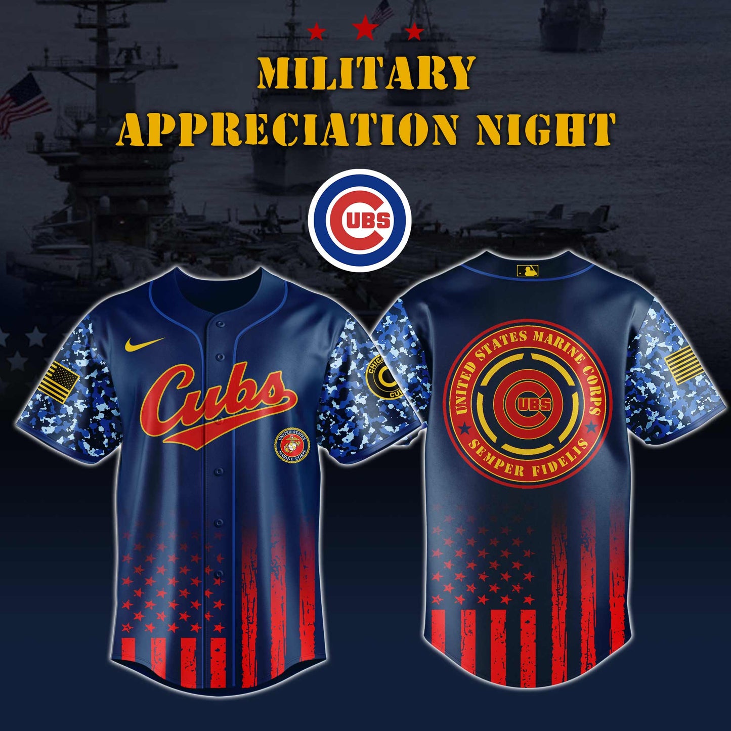 _Chicago Cubs MLB x Marine Corps Military Appreciation Night Jersey Editions Limited 2025 V3