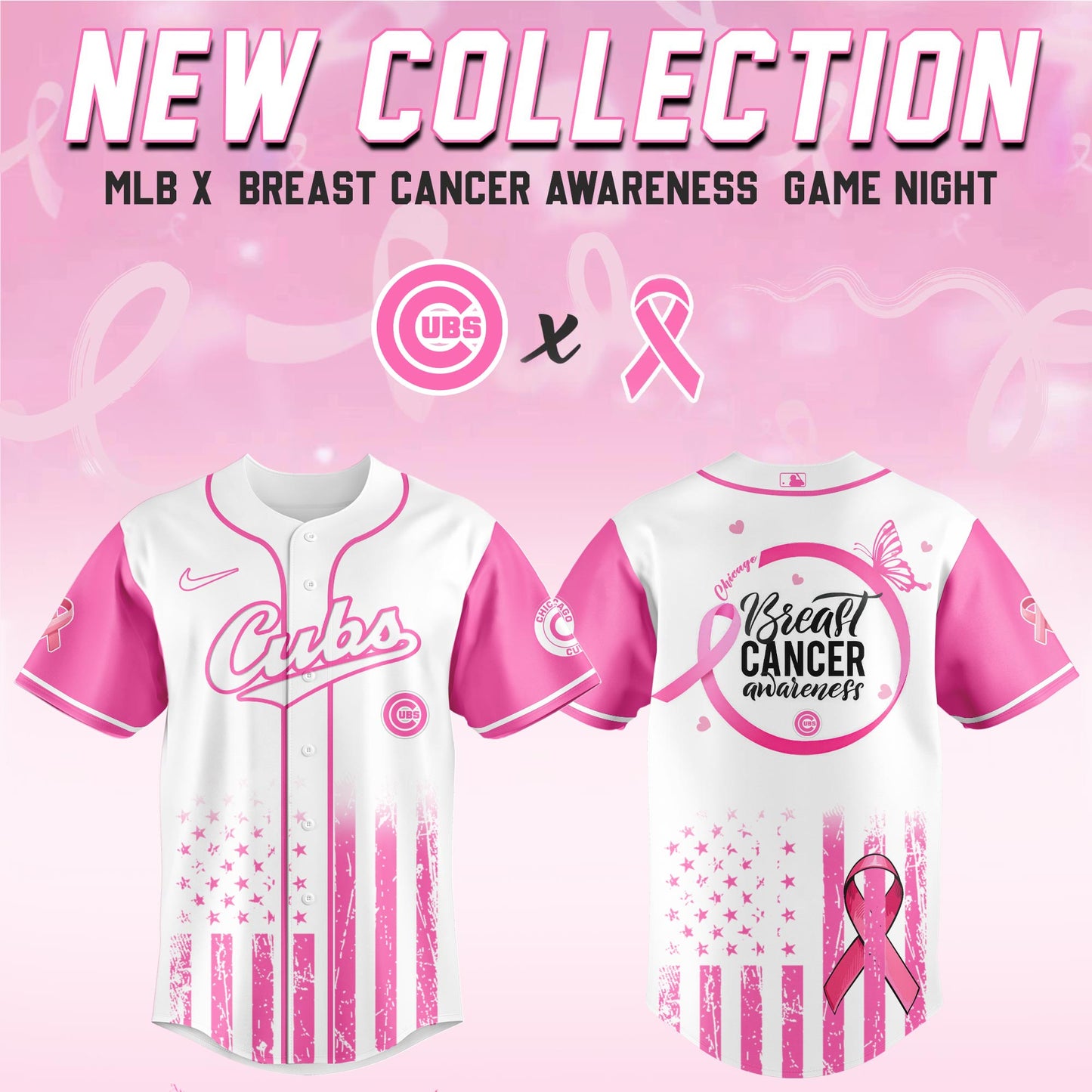 Chicago Cubs x  Breast Cancer Awareness Game Night Jersey Editons Limited v2