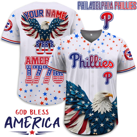 Philadelphia Phillies x Happy Independence Day Jersey Limited 2025-3D Baseball Jersey