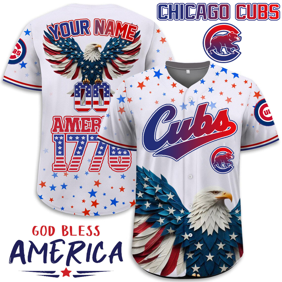 Chicago Cubs x Happy Independence Day Jersey Limited 2025-3D Baseball Jersey