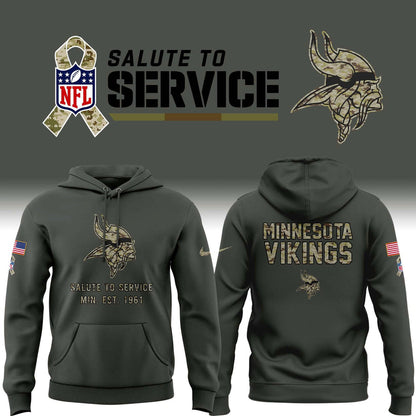 Special 2025 Salute To Service Minnesota Vikings Combo Hoodie