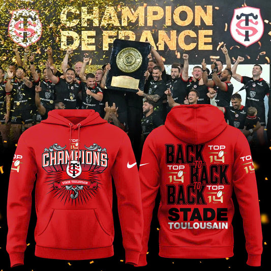 Stade Toulousain Champions 2025 Back To Back To Back Hoodie