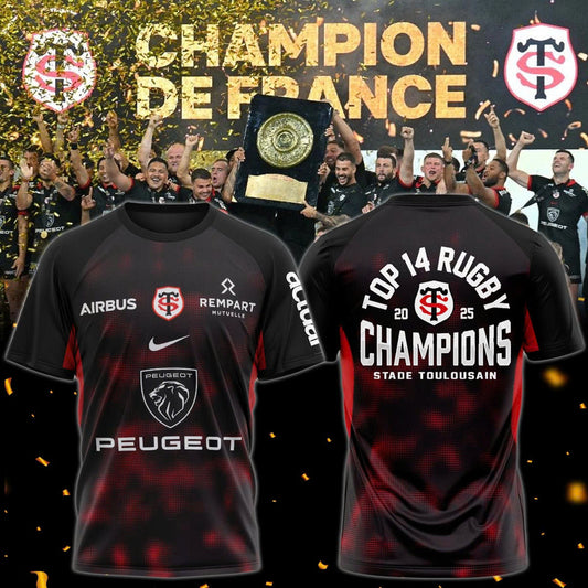Stade Toulousain Champions 2025 Back To Back To Back T-Shirt