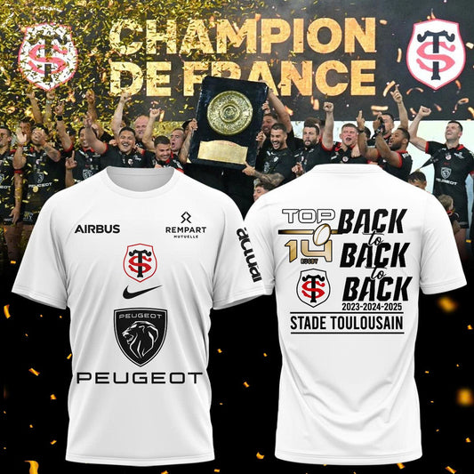Stade Toulousain Champions 2025 Back To Back To Back T-Shirt