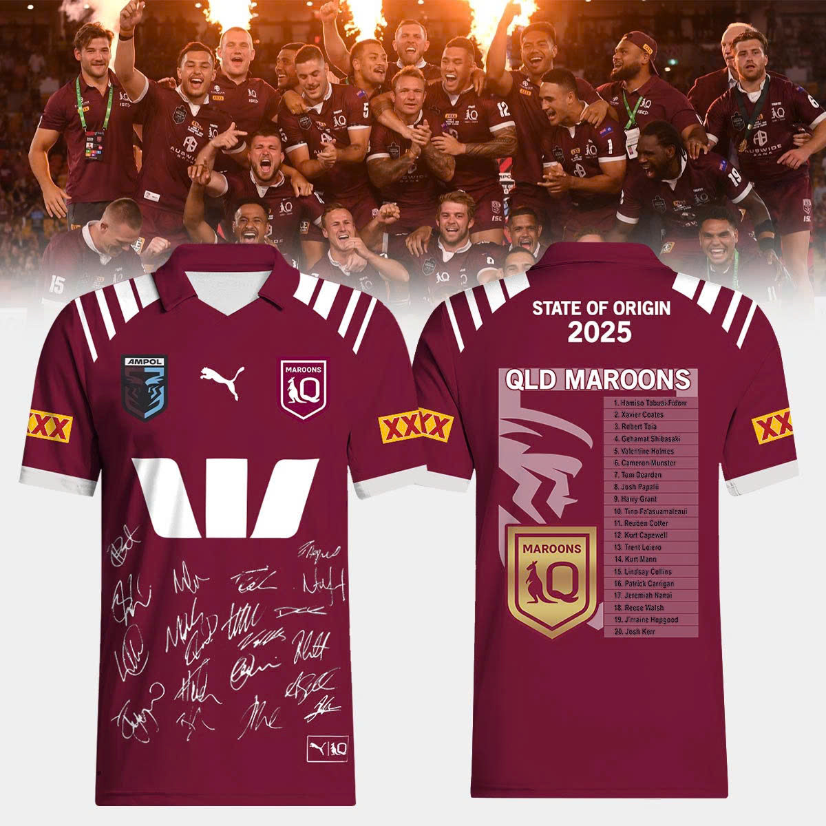 Queensland Maroons Jersey 2025 Champion signature