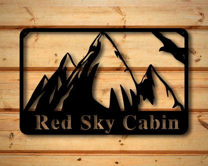 Personalized Metal Family Name Signs Outdoor, Mountain Wall Art, Last Name Metal Sign, Mountain Range, Outdoors Metal Wall Decor, Porch Sign
