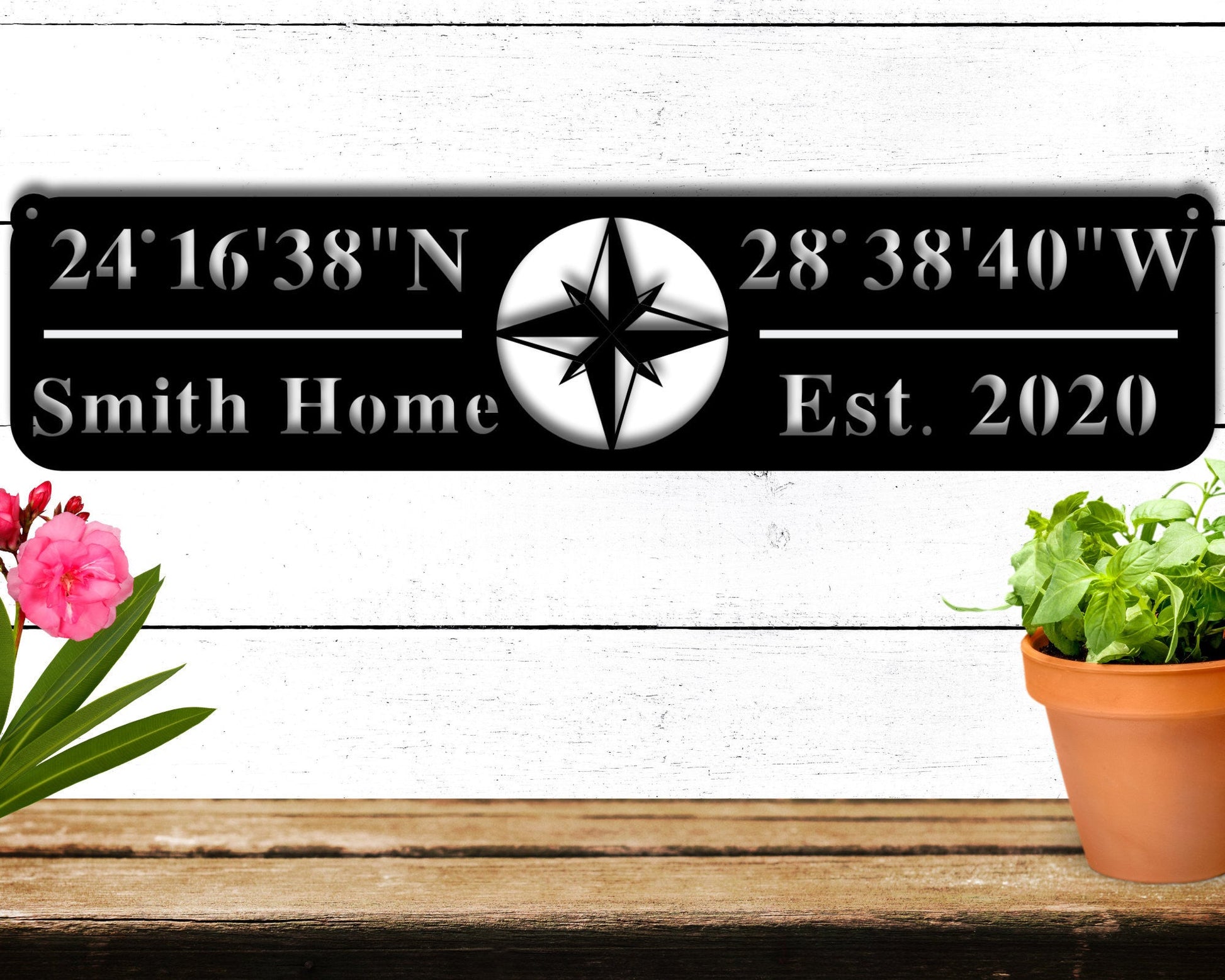 Custom Metal GPS Coordinates Sign, Longitude Latitude Sign Metal, Latitude Longitude Sign, Metal Wall Art, Family Name Sign, Last Name Sign