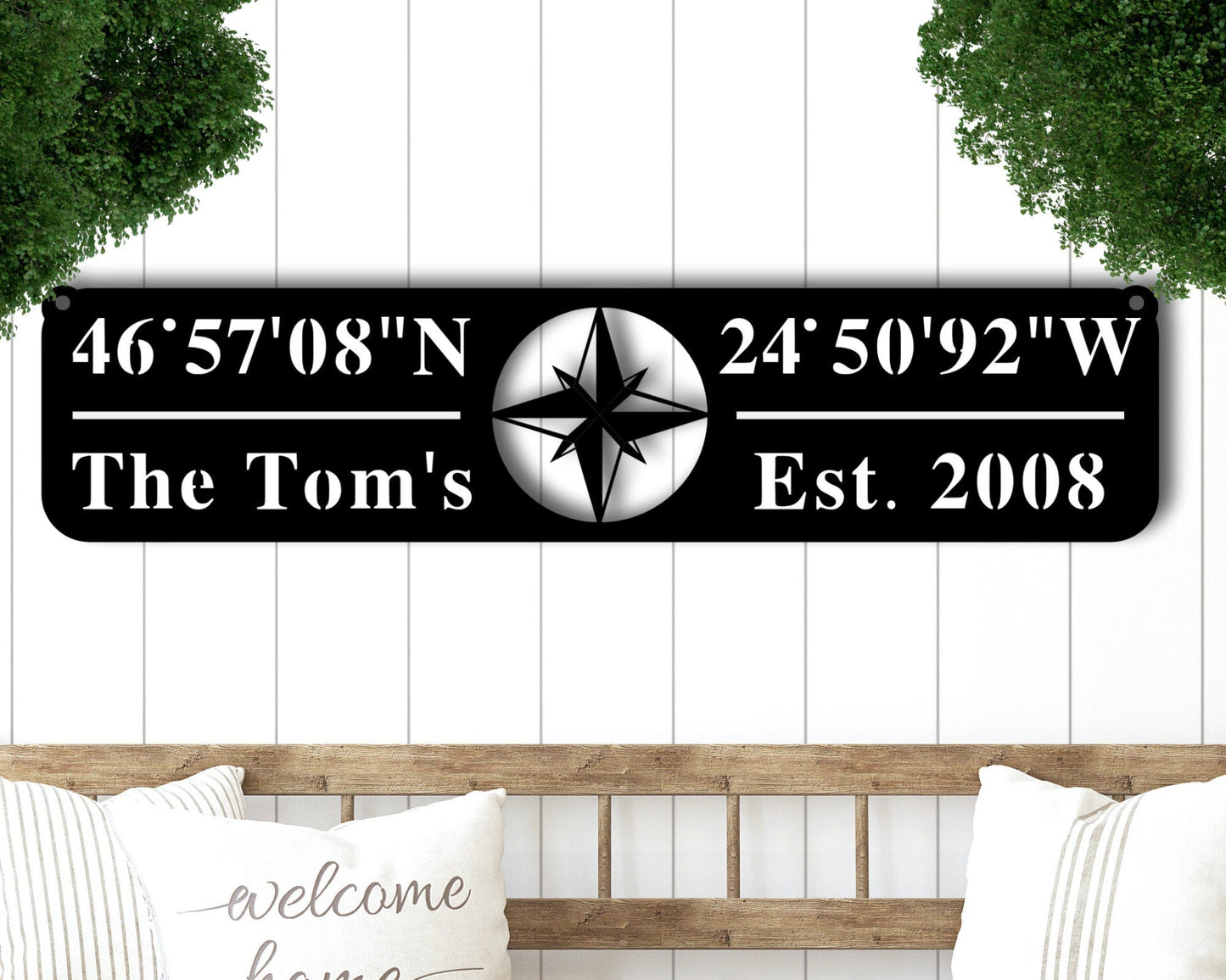 Custom Metal GPS Coordinates Sign, Longitude Latitude Sign Metal, Latitude Longitude Sign, Metal Wall Art, Family Name Sign, Last Name Sign